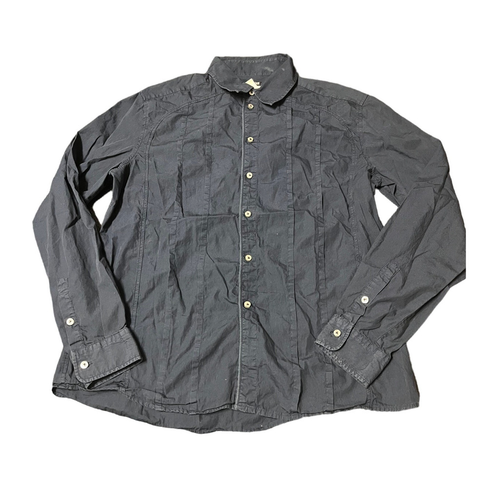 Vintage Versace Jeans Couture Women's Button Down Cotton Navy‎ Blue Shirt XXXL